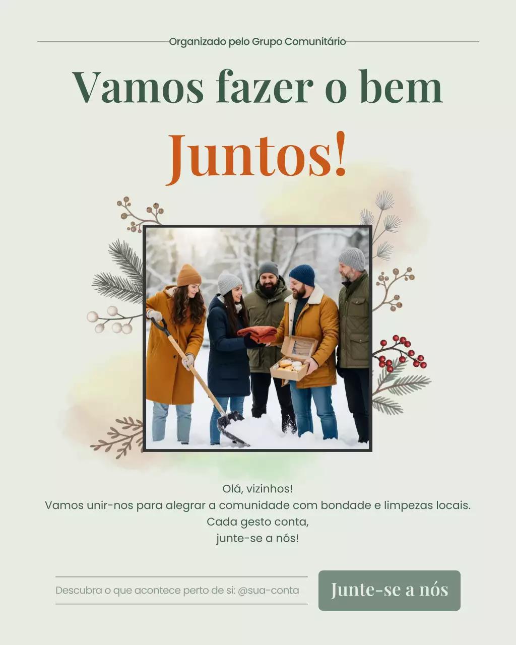 Convite para comunidade em tons de bege com estilo rústico (postagem no Instagram)