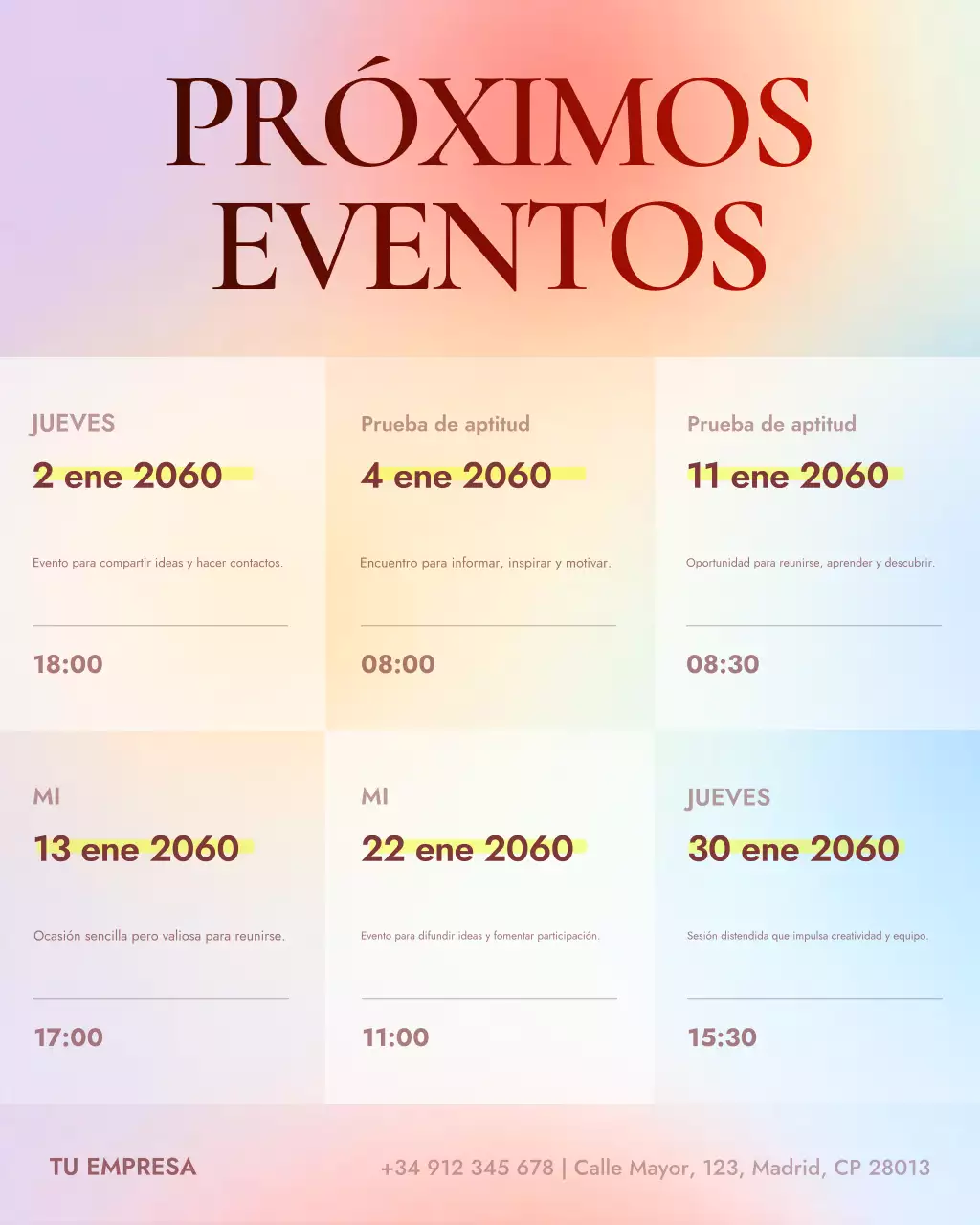 Publicación de Instagram del anuncio de Rainbow Modern Events