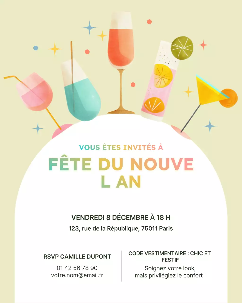 Invitation à un cocktail rétro beige (publication Instagram)