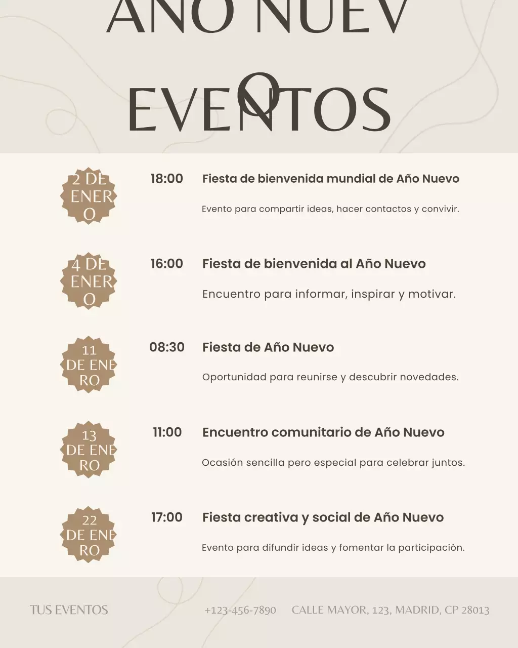 Calendario de eventos elegante y negro: publicación de Instagram