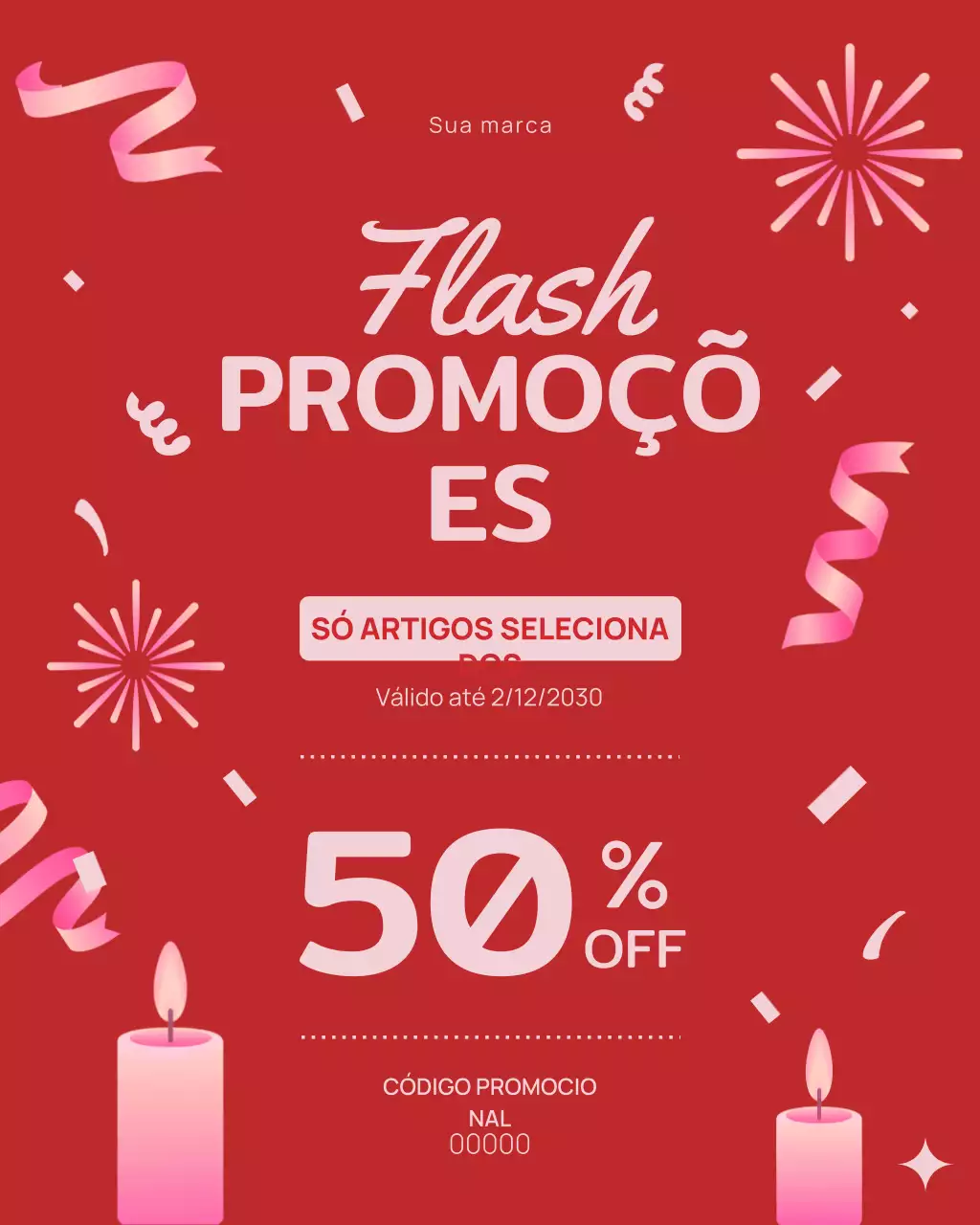 Postagem no Instagram com anúncio de venda em negrito e vermelho