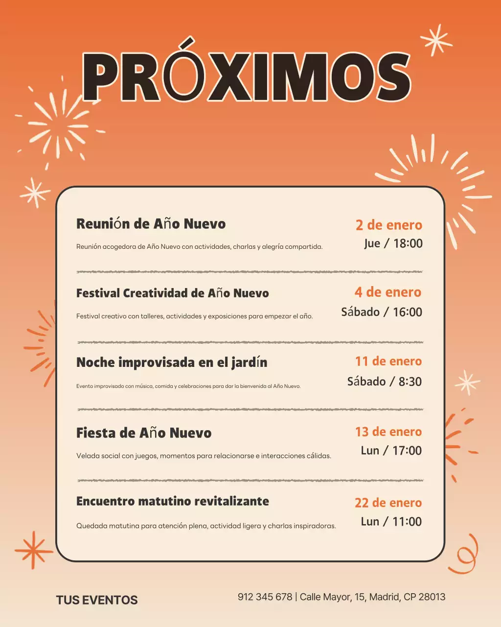 Publicación de Instagram del anuncio del evento Orange Modern