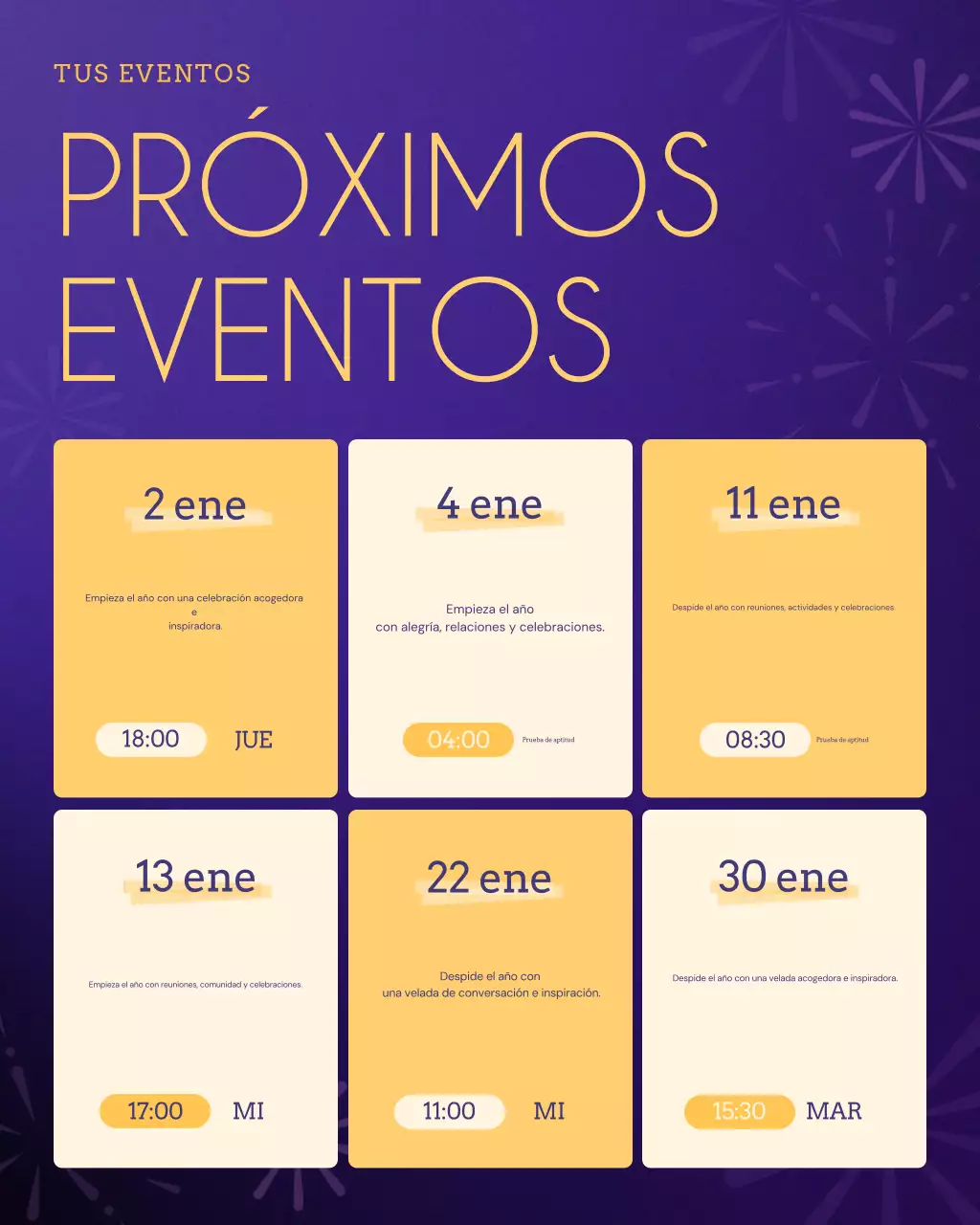Publicación de Instagram del anuncio del evento Purple Modern