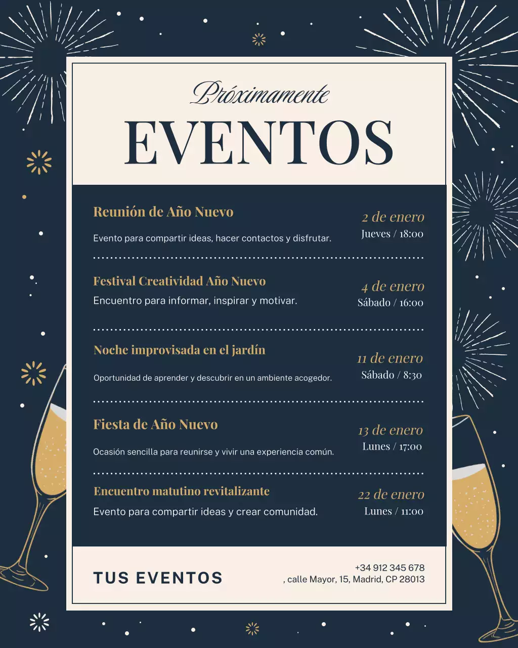 Publicación de Instagram del elegante anuncio de Año Nuevo de la Marina