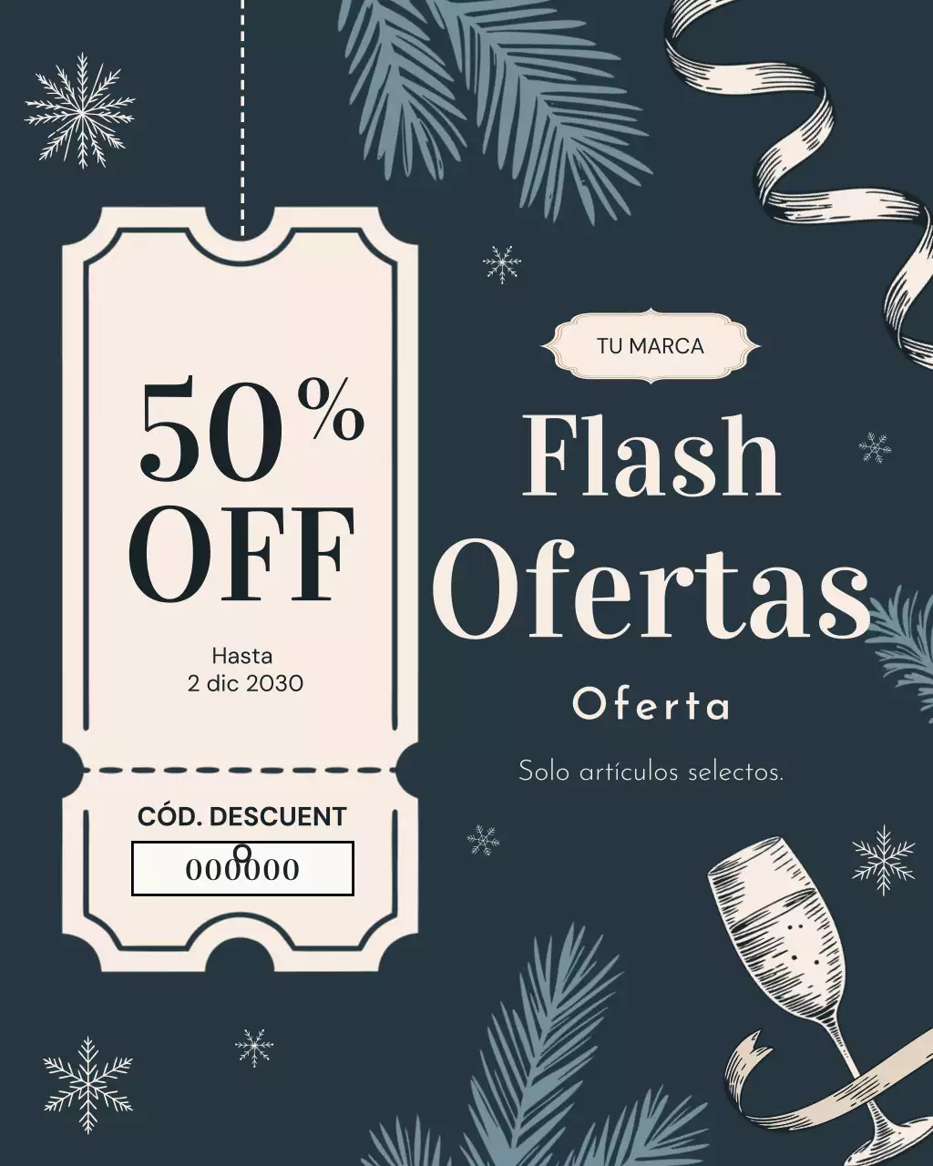 Publicación de Instagram del anuncio de venta elegante de la Marina