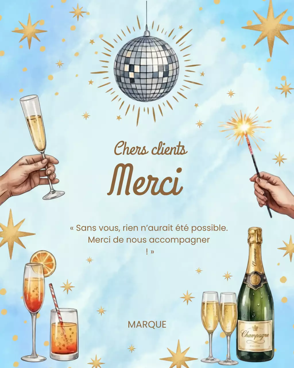 Carte de remerciement bleue élégante - Publication Instagram