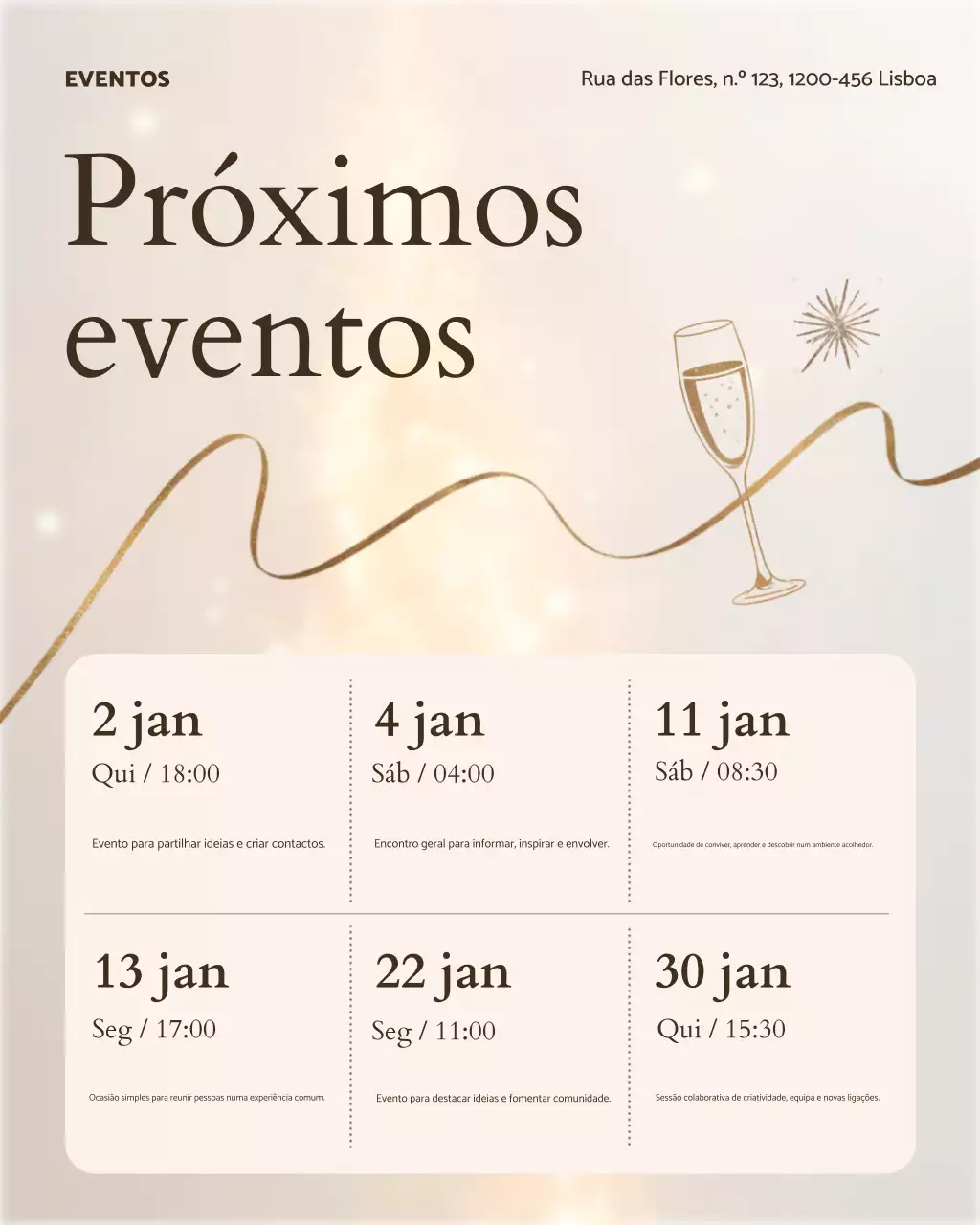 Postagem elegante e bege para anúncio de evento no Instagram
