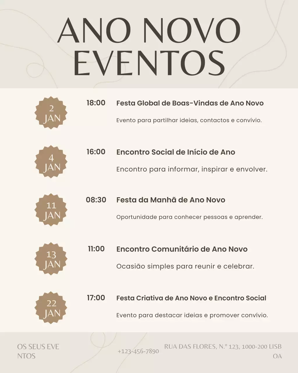 Postagem no Instagram sobre calendário de eventos elegante em preto