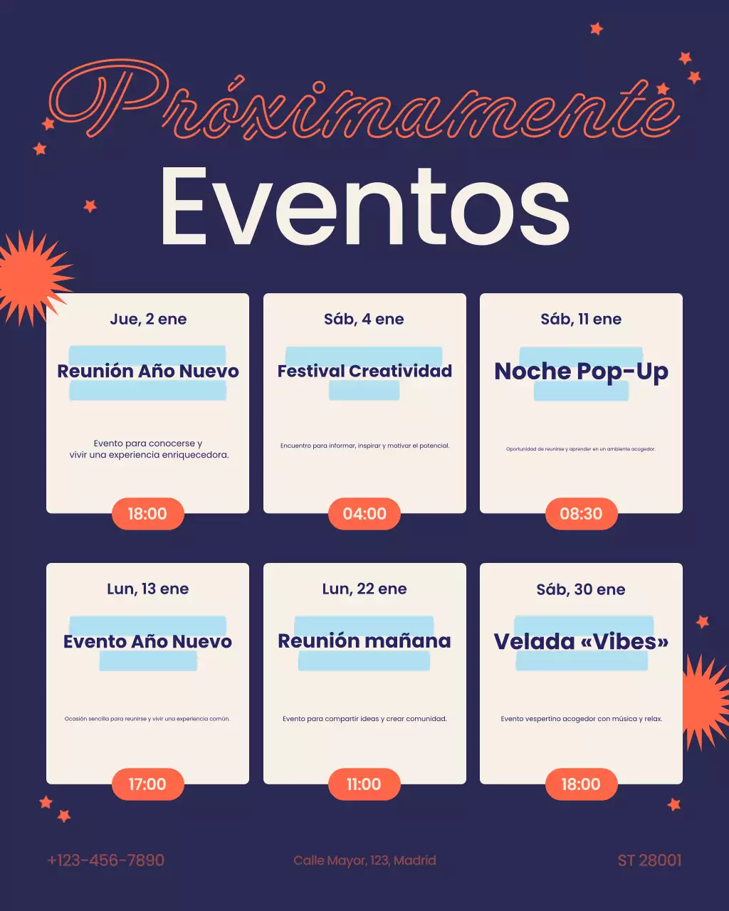 Publicación de Instagram del anuncio del evento Blue Modern