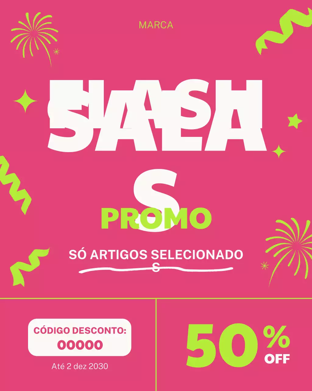 Postagem promocional de venda em negrito rosa no Instagram