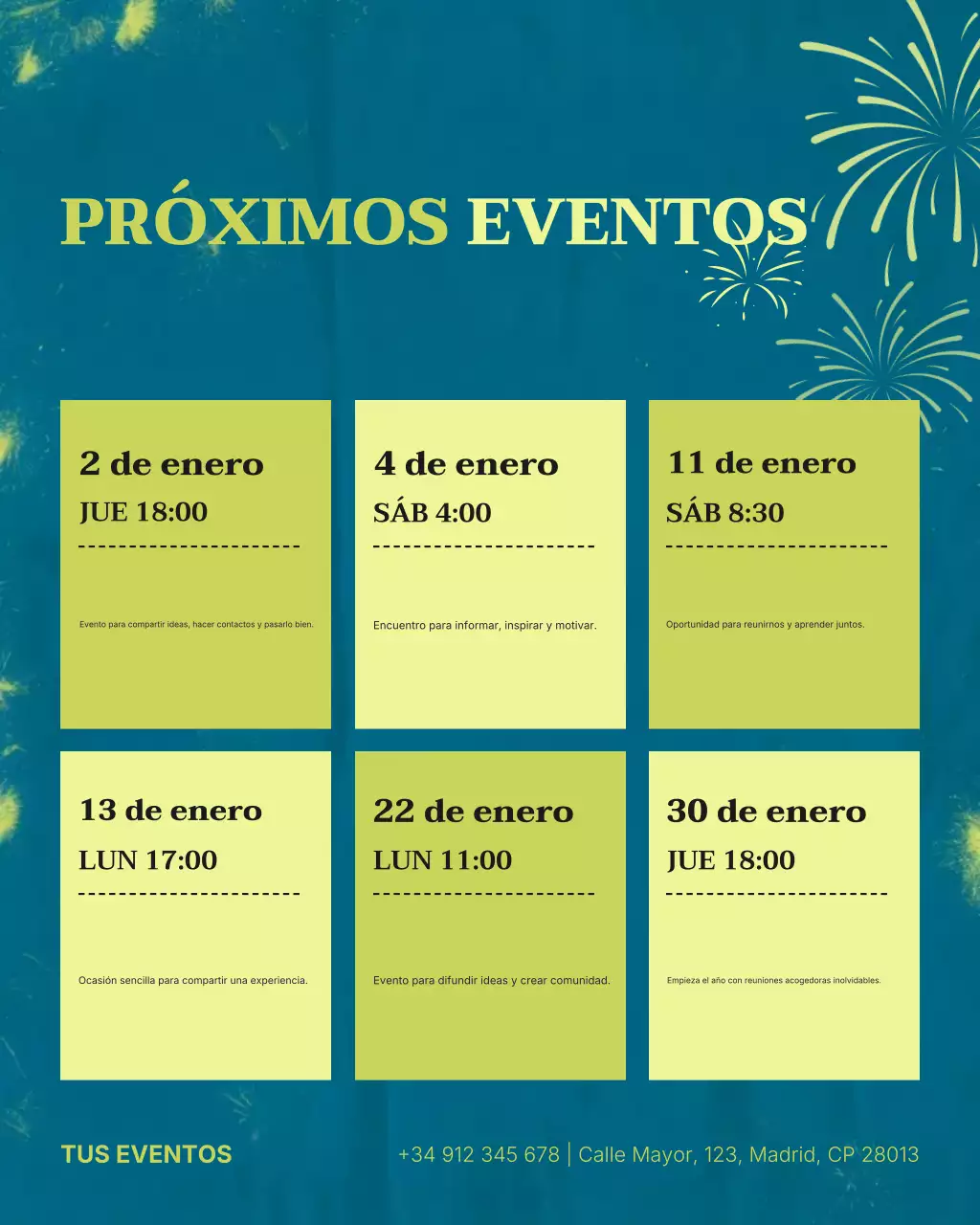 Publicación de Instagram del anuncio del evento Blue Modern