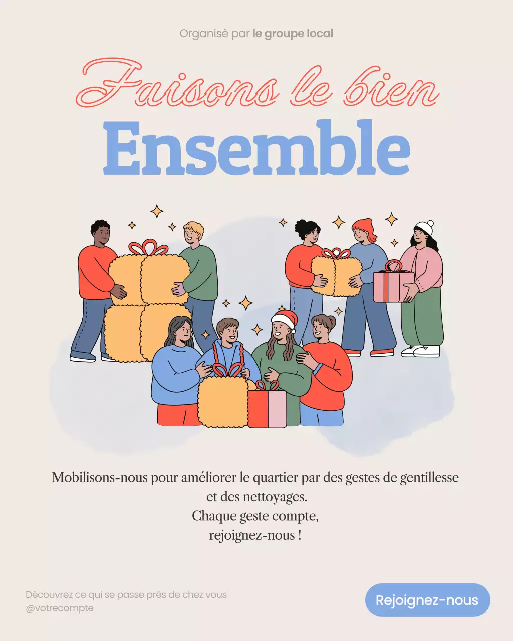 Invitation à la communauté moderne beige (publication Instagram)