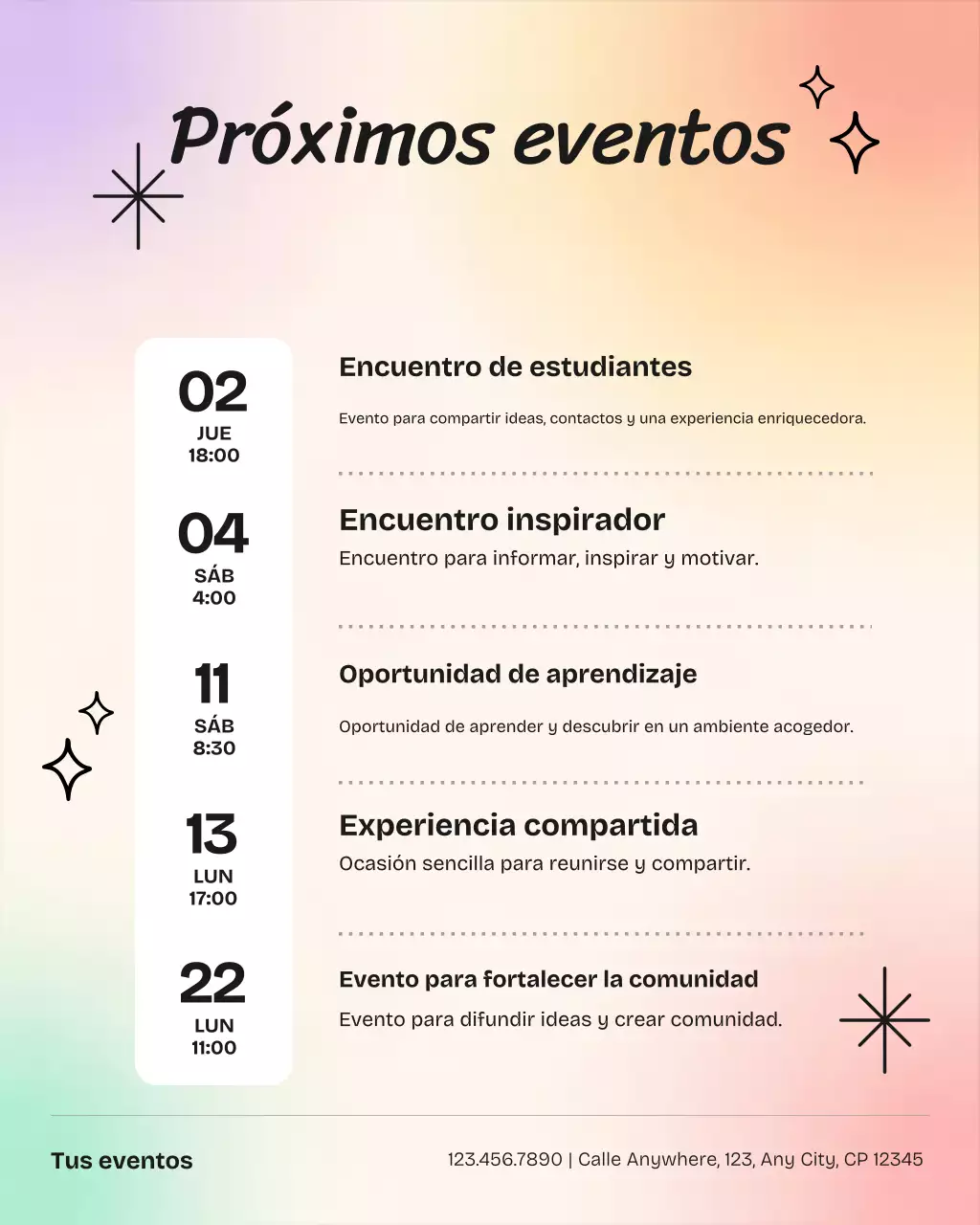 Publicación de Instagram del anuncio de Rainbow Modern Events