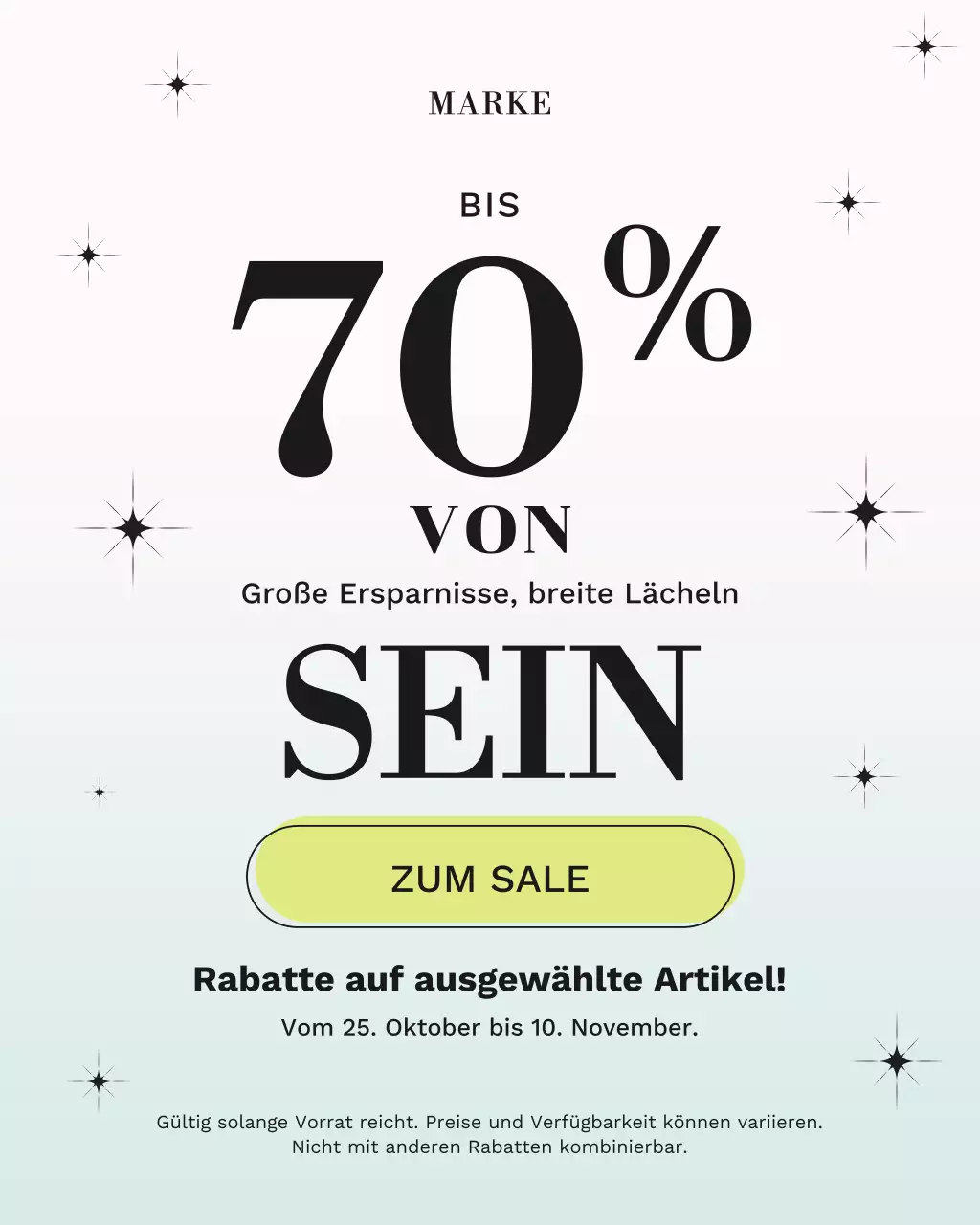 Instagram-Porträt zur Verkaufsaktion von Mint Modern