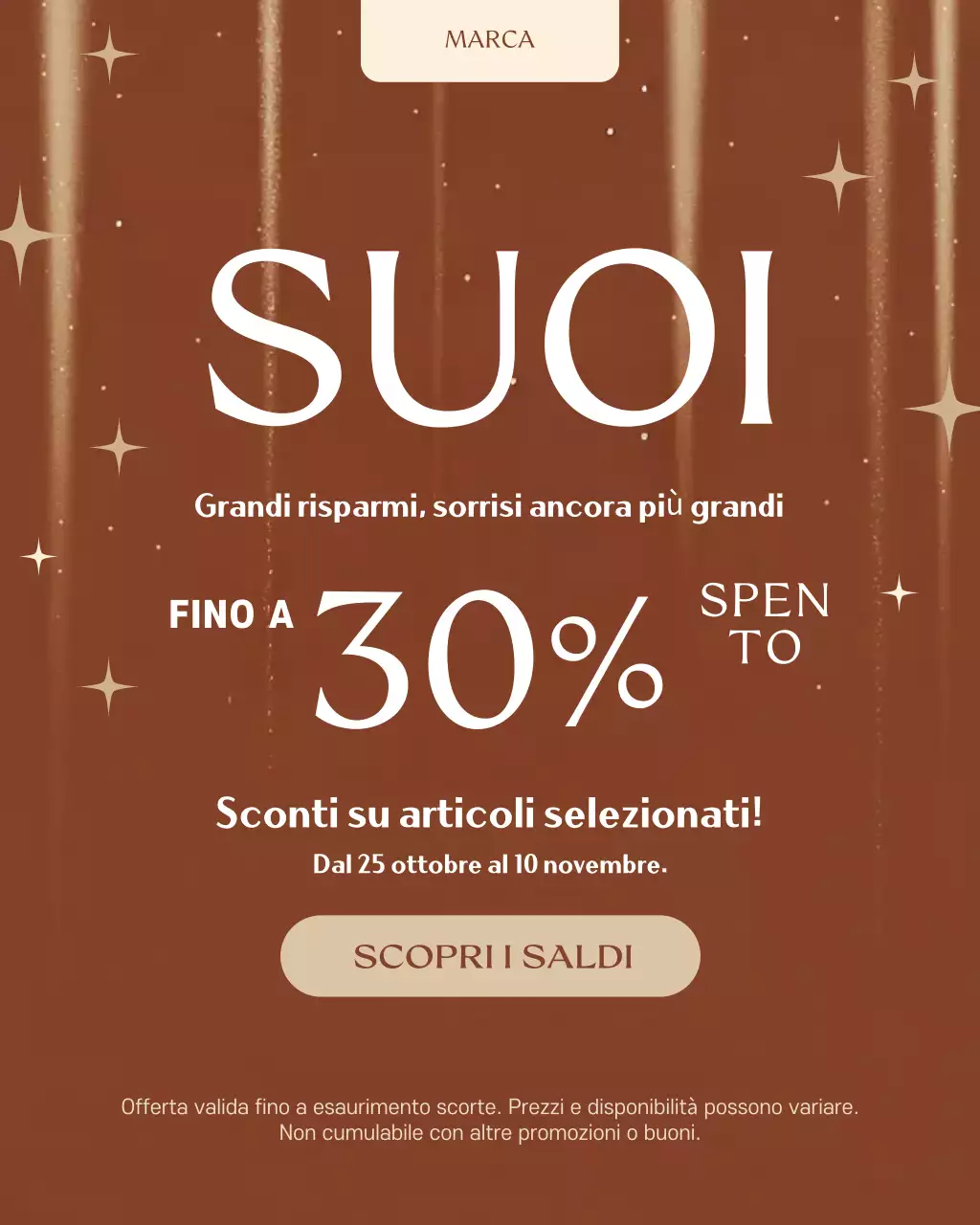 Ritratto Instagram di promozione vendita elegante marrone