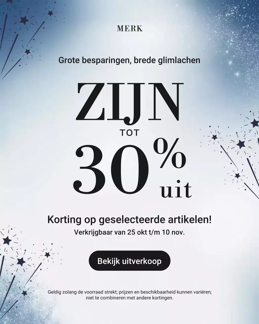 Blauwe moderne uitverkoopactie Instagram-portret