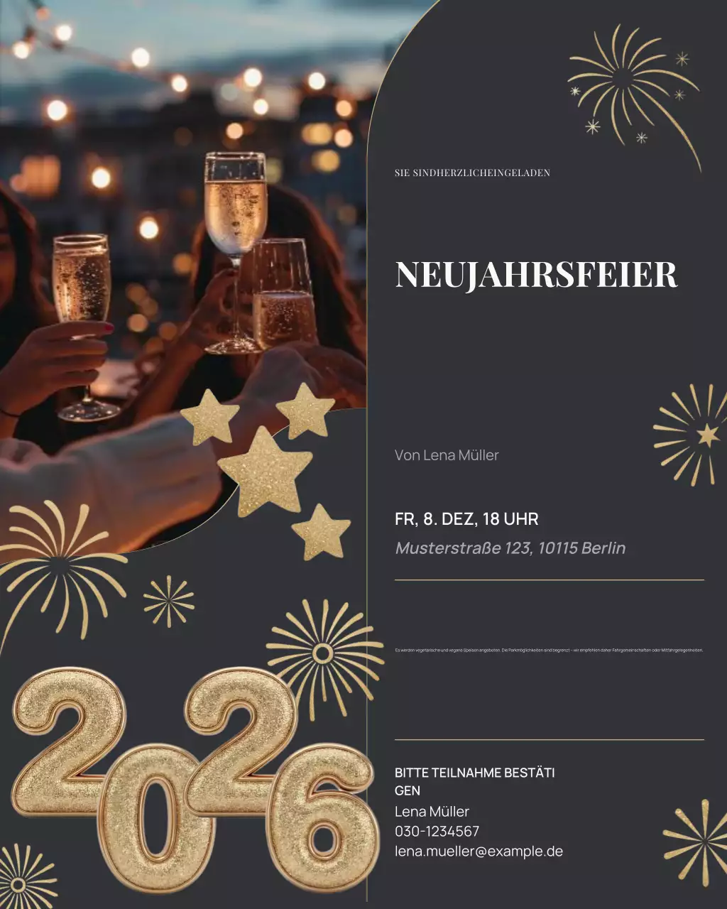 Elegante goldene Partyeinladung (Instagram-Post)