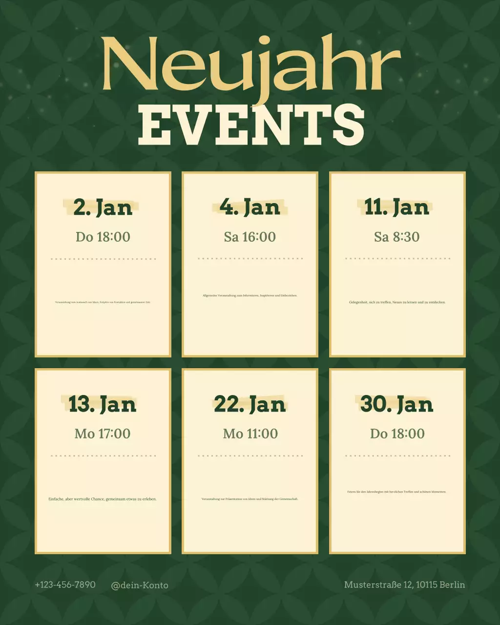 Ankündigung einer eleganten Veranstaltung von Sage auf Instagram