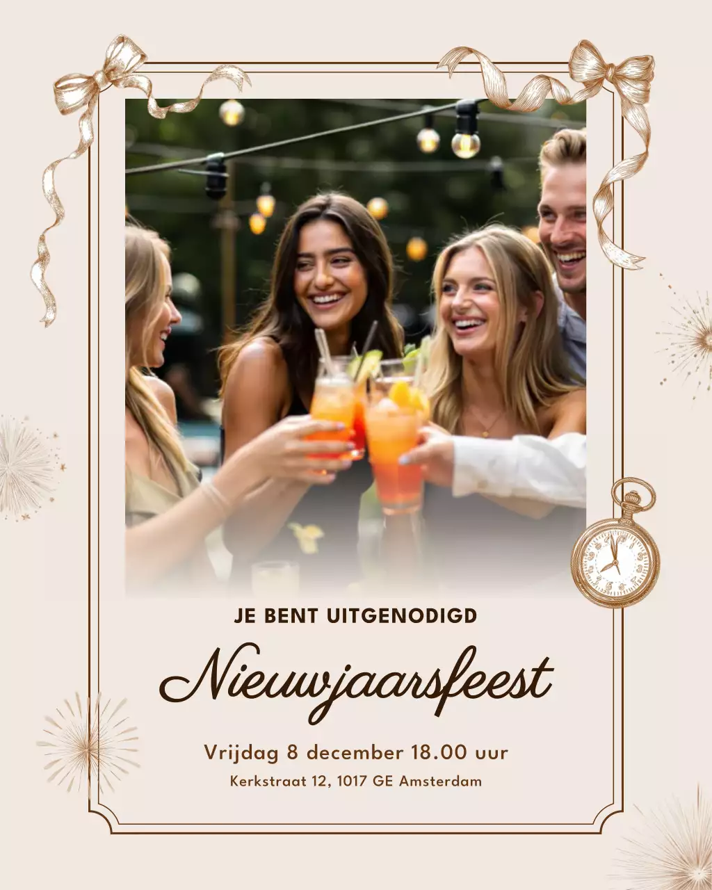 Beige elegante cocktailuitnodiging Instagram-post