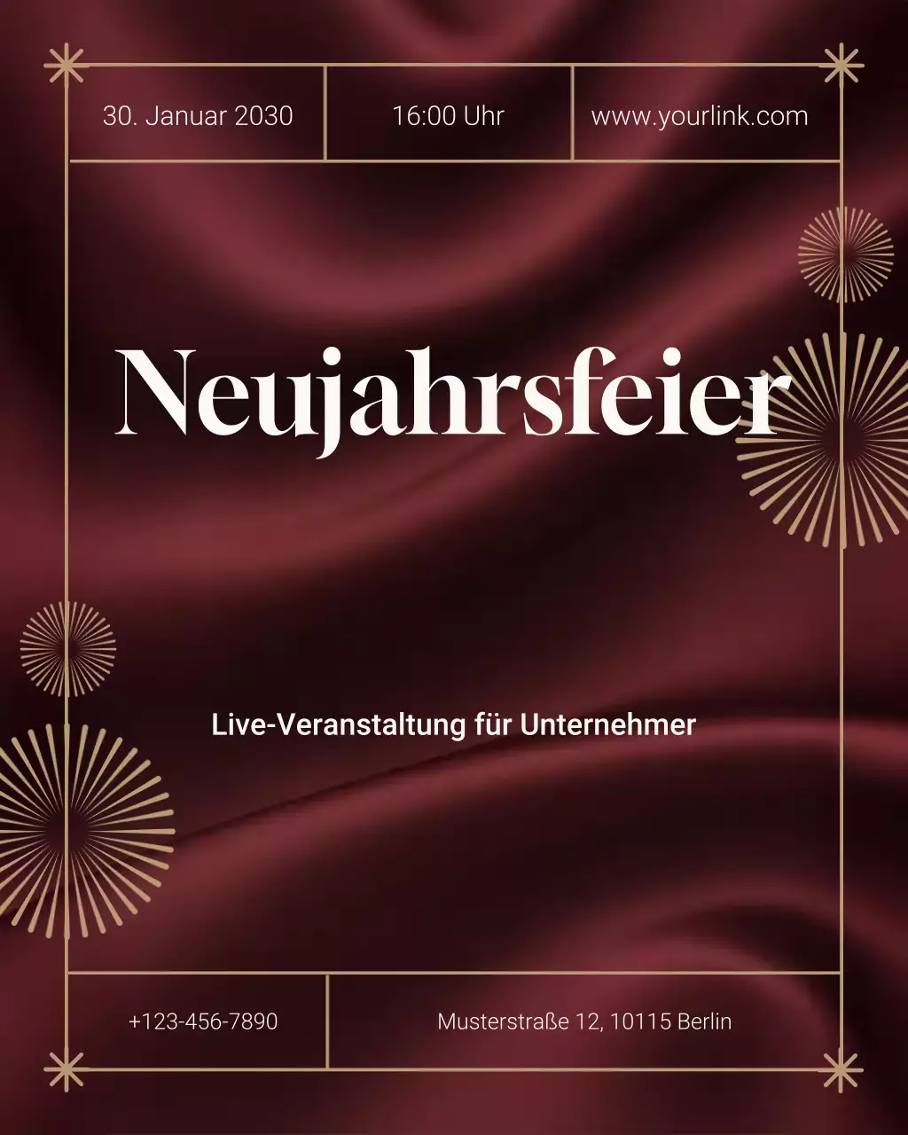 Elegante, bordeauxrote Geschäftsankündigung für Instagram (vertikal)