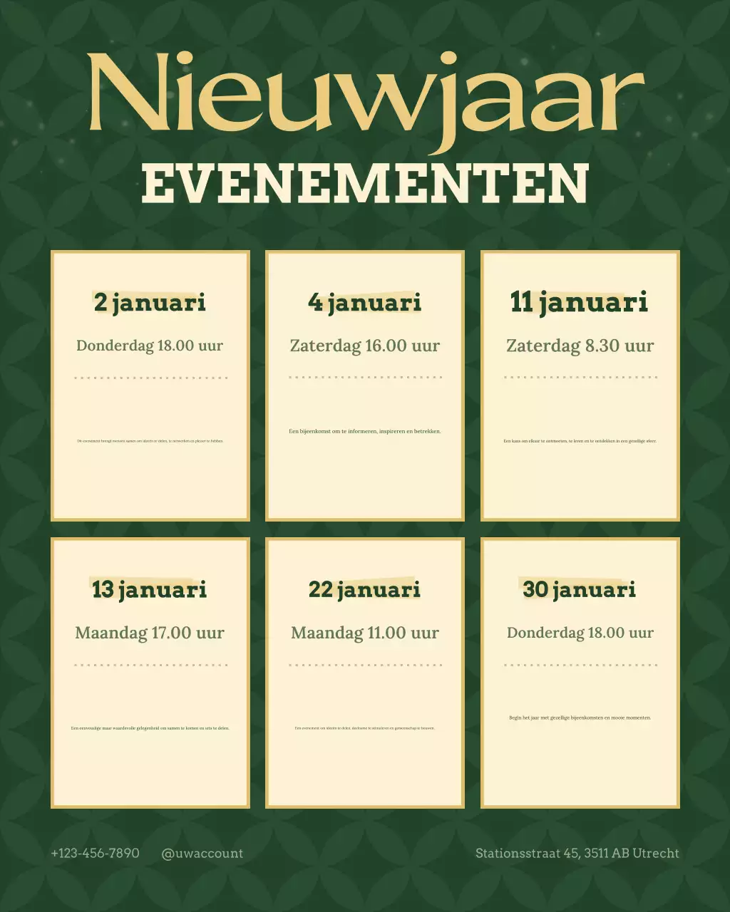 Aankondiging van een evenement van Sage Elegant op Instagram