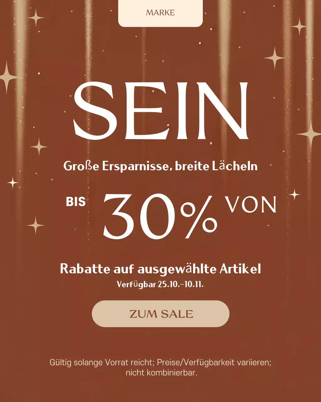 Elegantes braunes Instagram-Porträt zur Verkaufsförderung