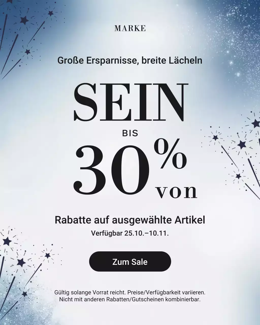 Blaue moderne Verkaufsaktion Instagram-Porträt