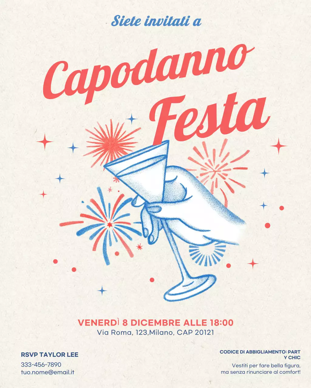 Post Instagram con invito a un cocktail retrò beige