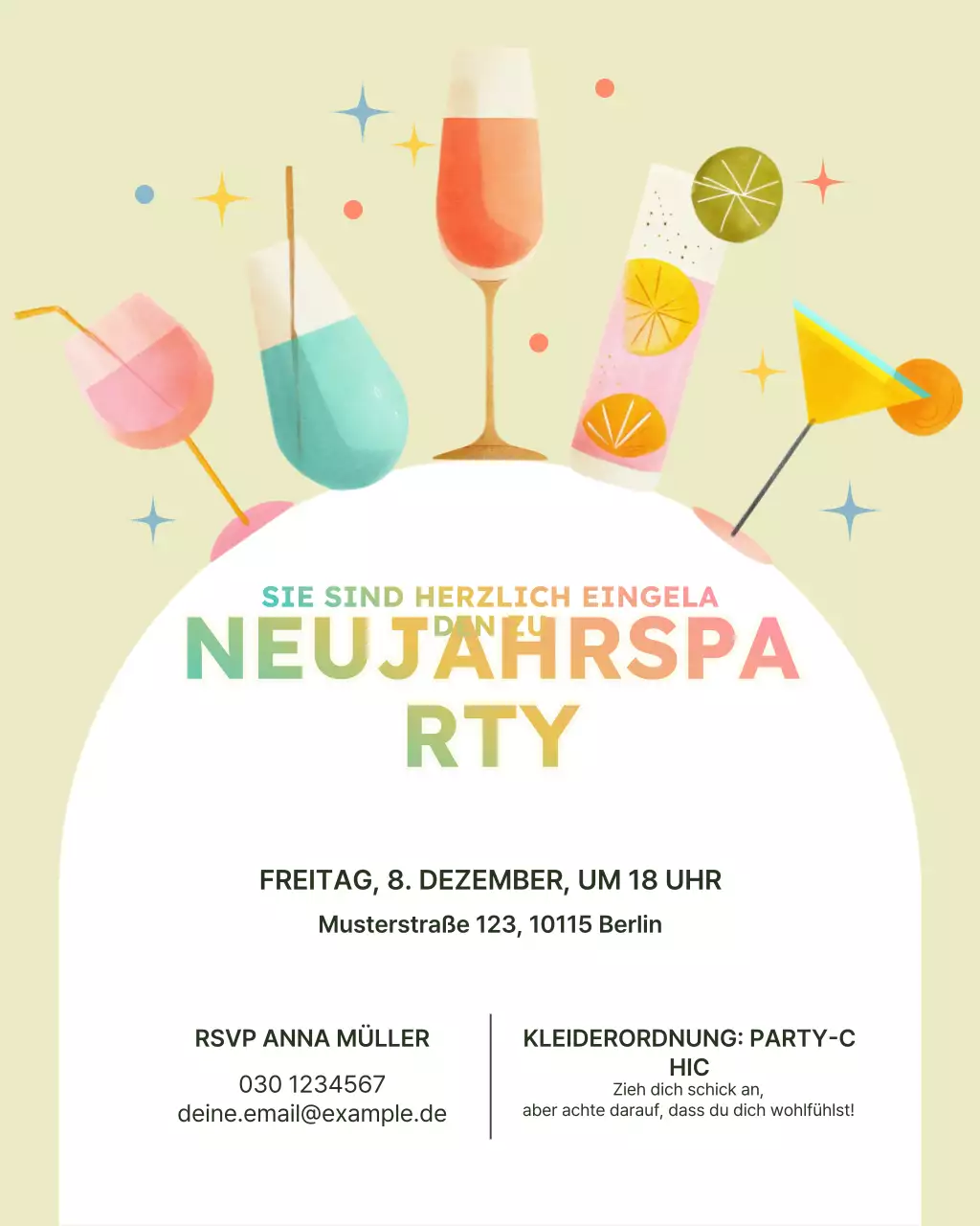 Einladung zu einem Cocktail im Retro-Look (beige) – Instagram-Post