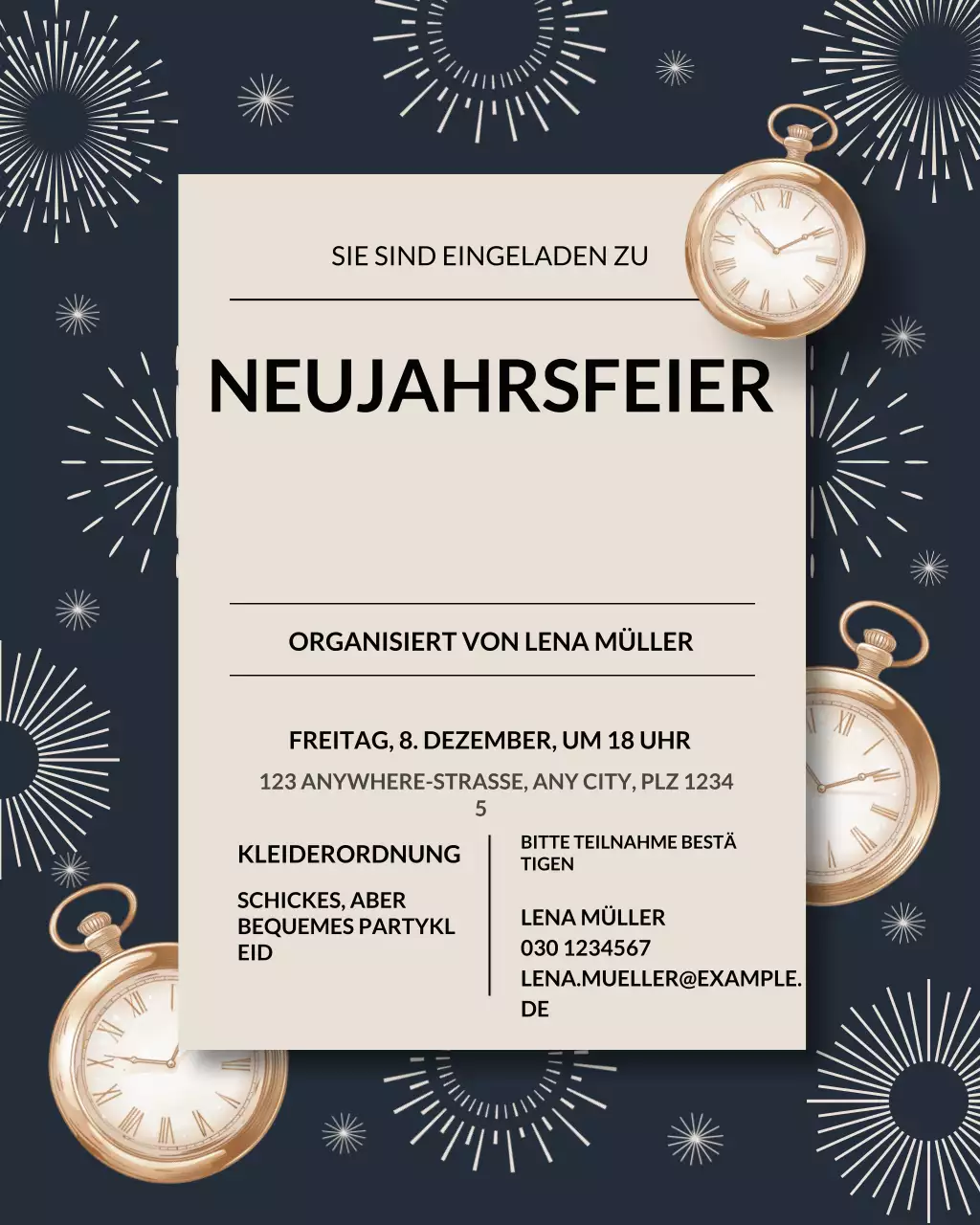 Elegante Cocktail-Einladung in Marineblau (Instagram-Post)