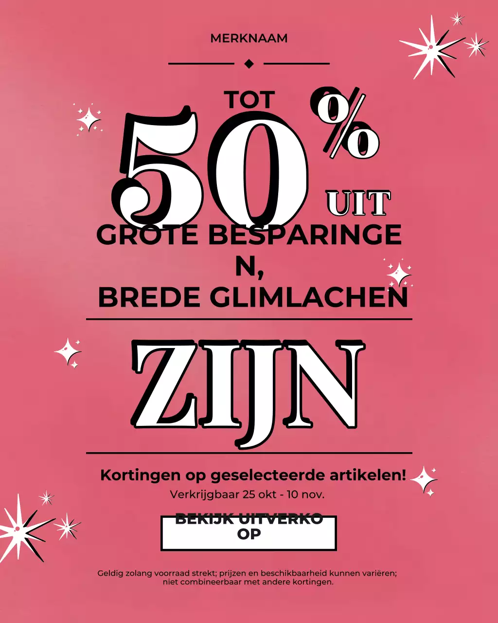 Roze, opvallende uitverkoopactie Instagram-portret