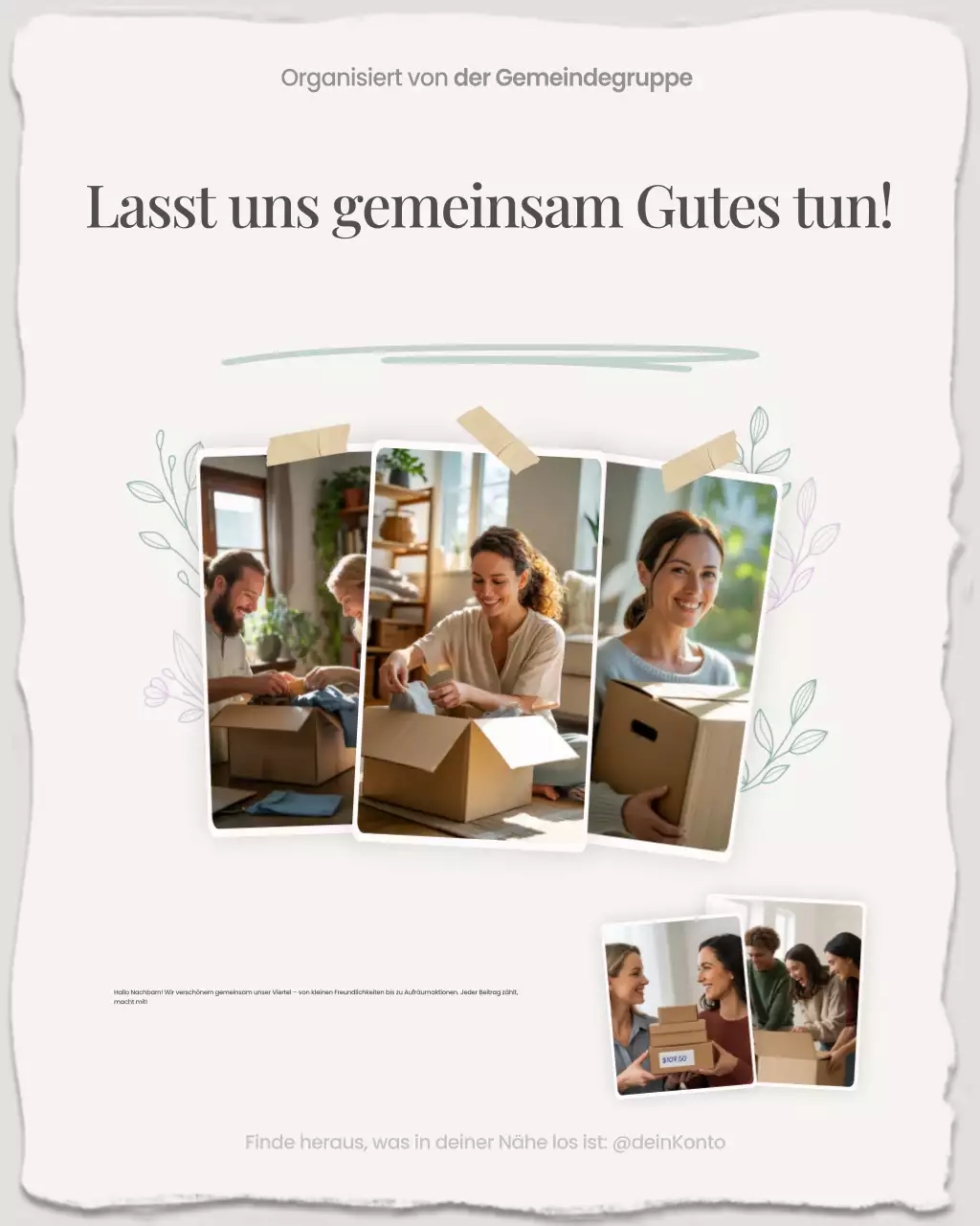 Instagram-Post mit Einladung zur modernen, beigefarbenen Community