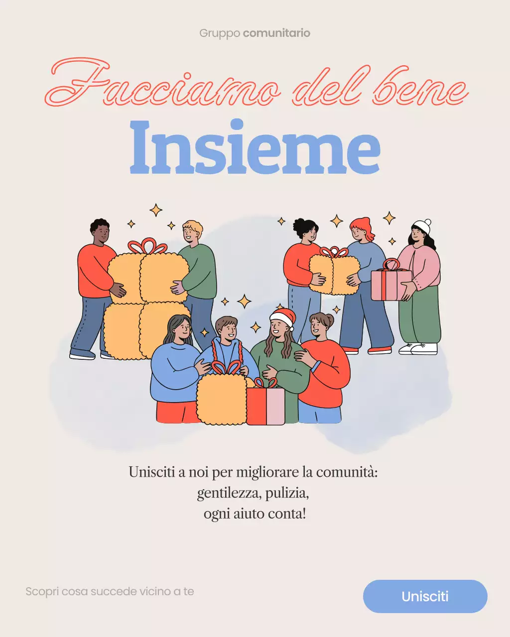 Post Instagram di invito alla comunità moderna beige