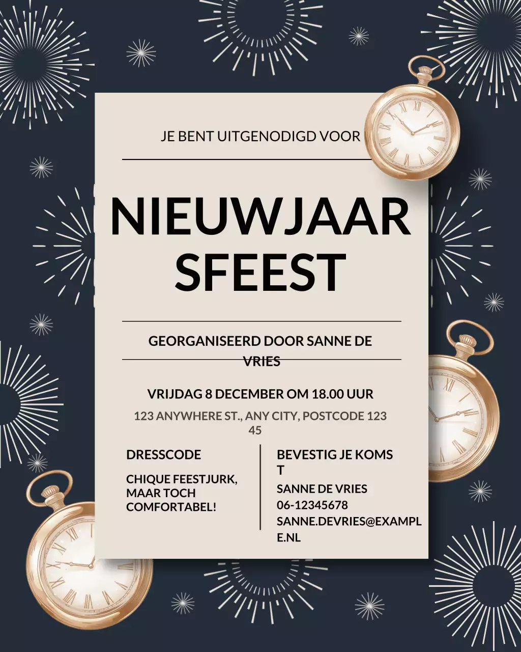 Elegante cocktailuitnodiging in marineblauw (Instagram-post)