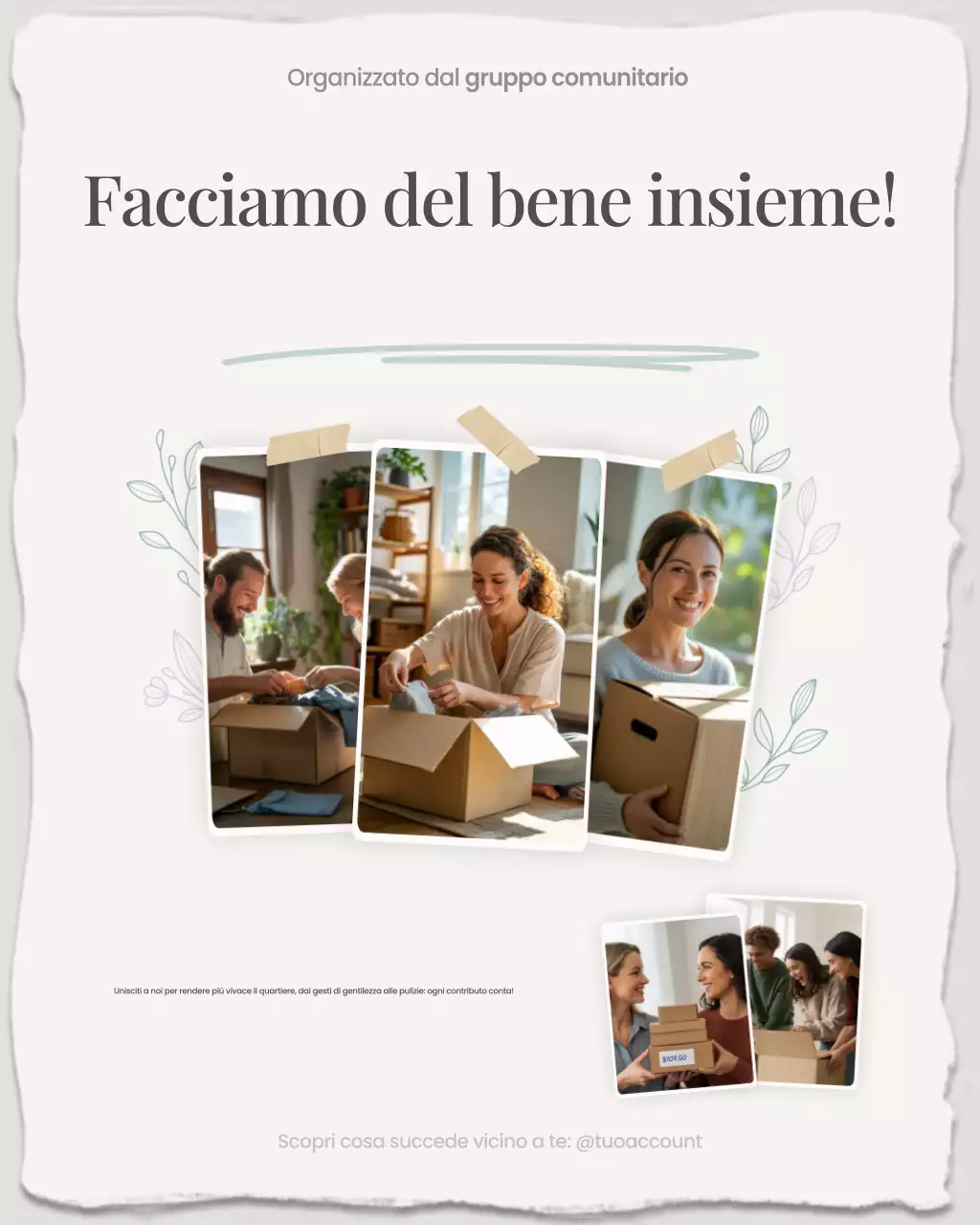 Post Instagram di invito alla comunità moderna beige