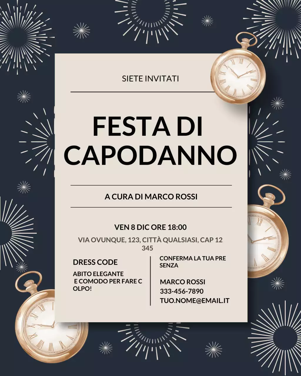 Post Instagram con invito a un cocktail elegante in blu navy