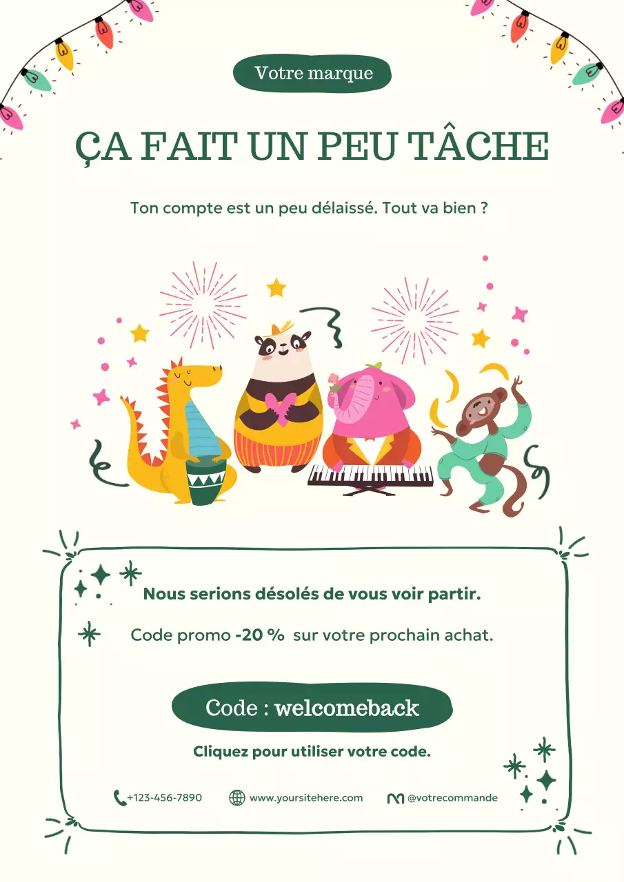 Affiche promotionnelle colorée et ludique pour le Nouvel An