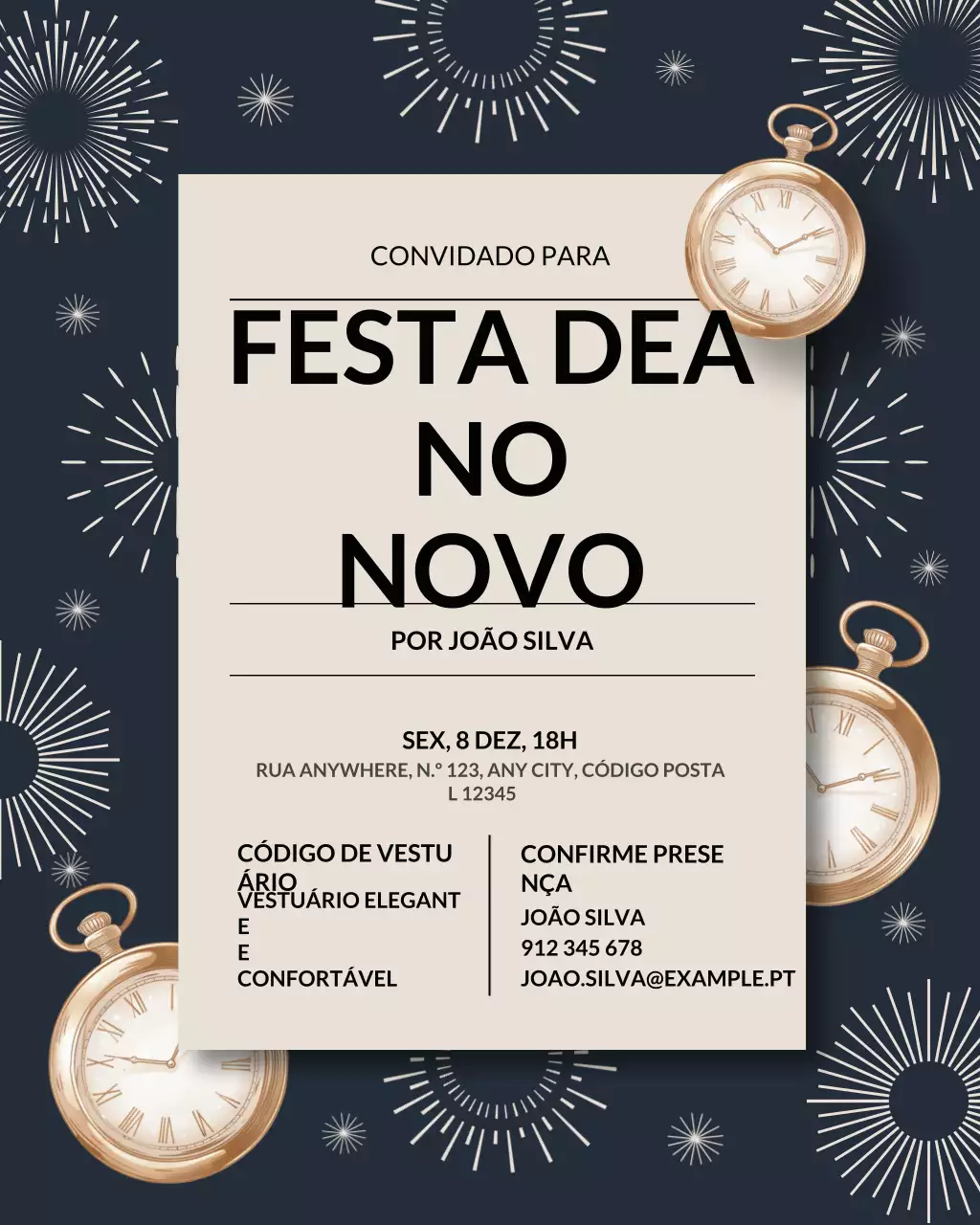 Convite para coquetel elegante em tons de azul marinho (postagem no Instagram)
