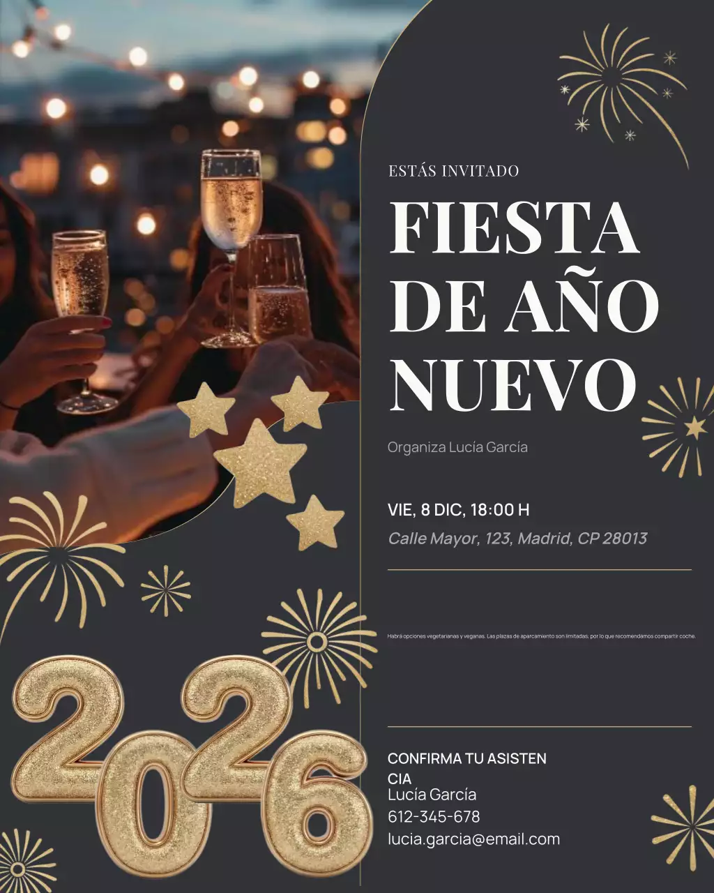 Invitación elegante para fiesta dorada para Instagram