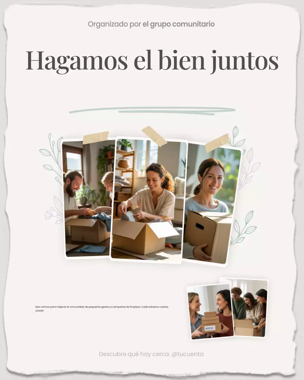 Publicación de Instagram de invitación a la comunidad moderna en beige