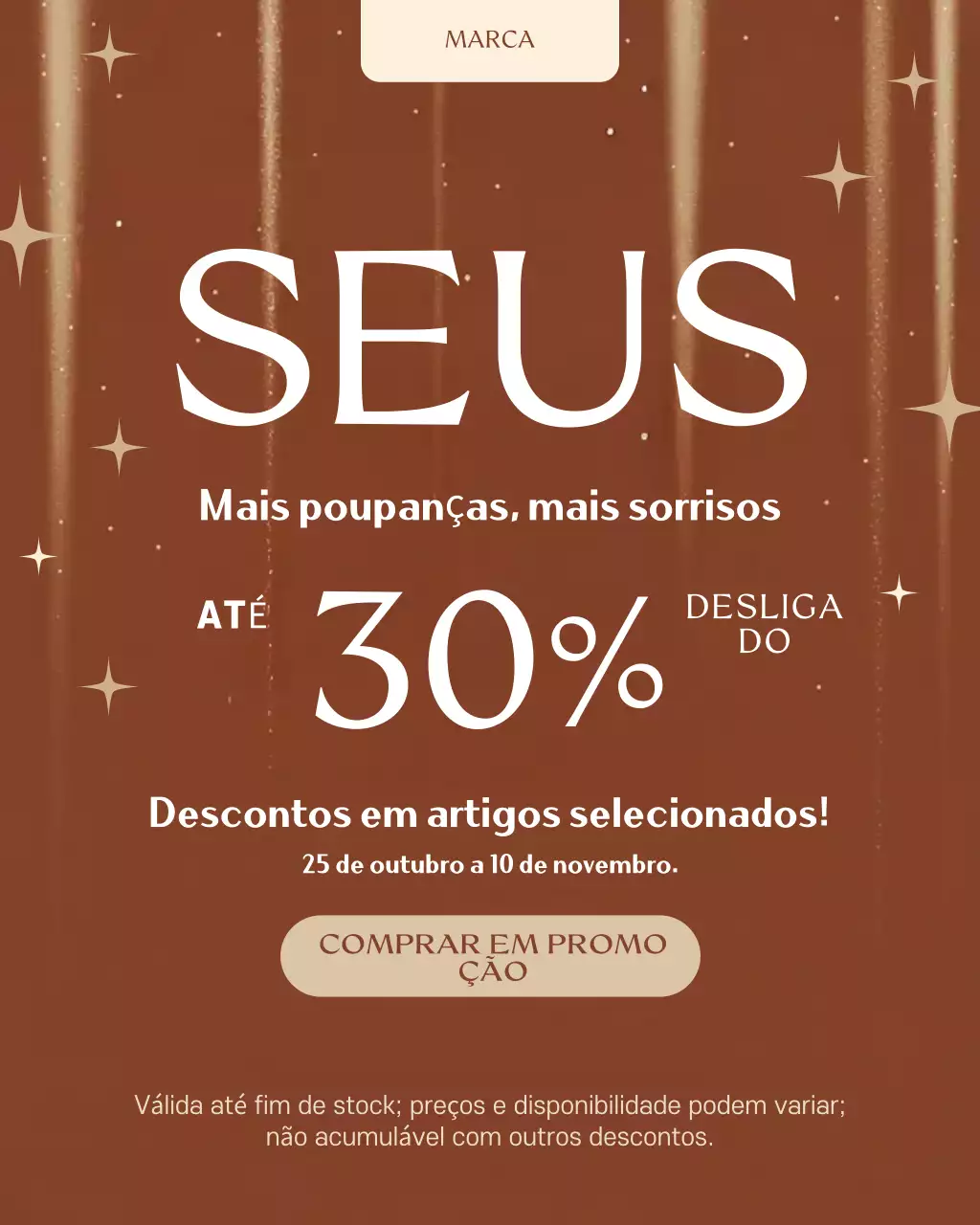 Retrato elegante marrom para promoção de venda no Instagram