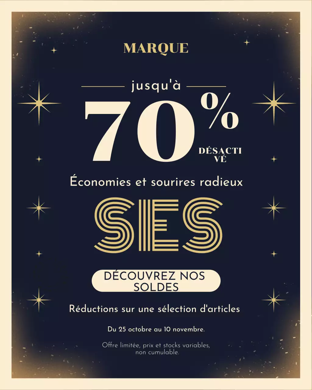 Portrait Instagram de promotion de soldes élégantes en noir