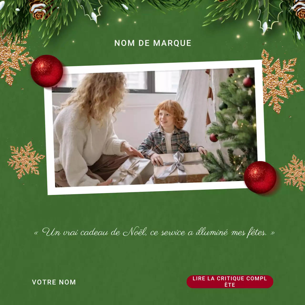 Carte de vœux élégante verte pour les réseaux sociaux