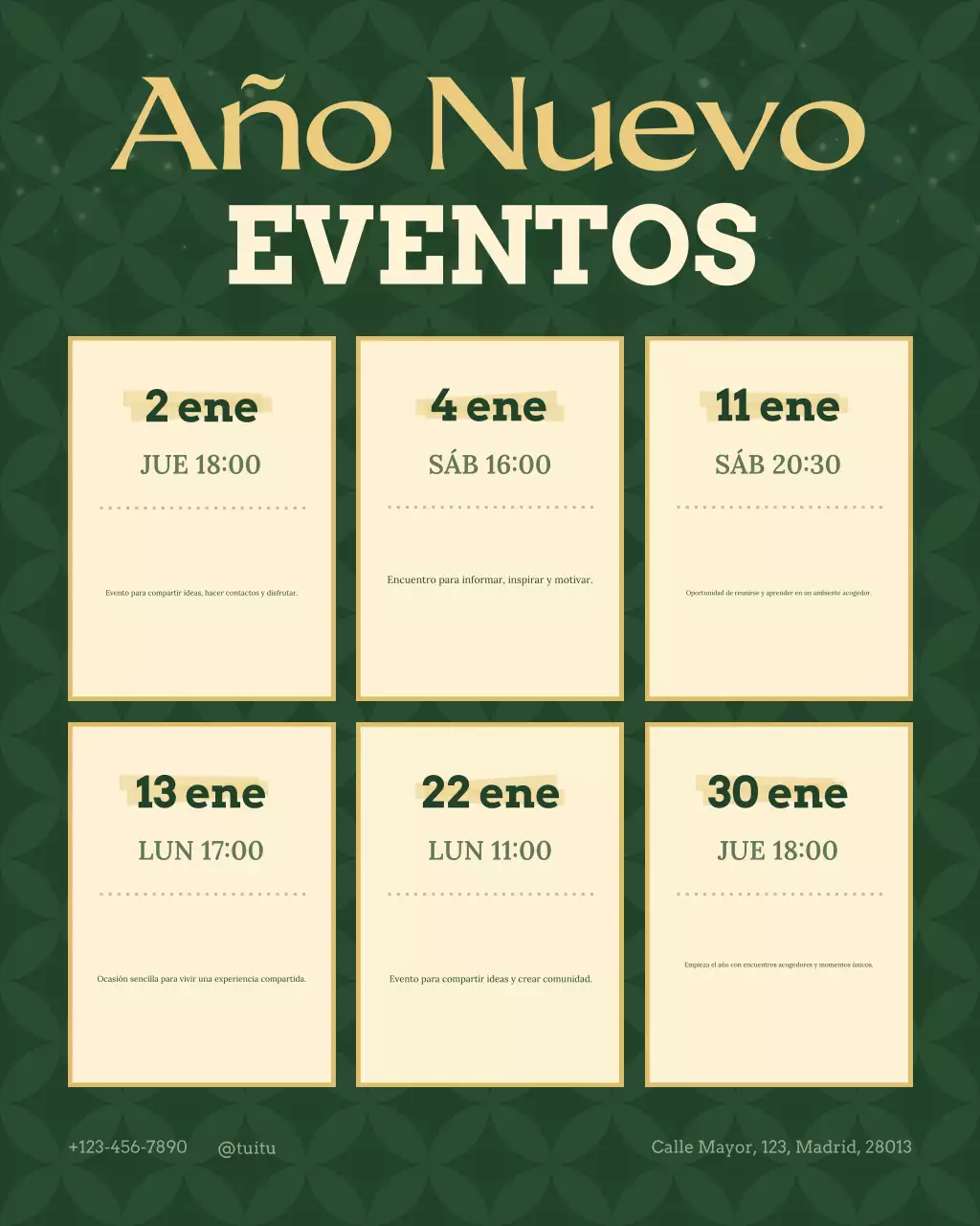 Publicación de Instagram del anuncio del evento elegante de Sage