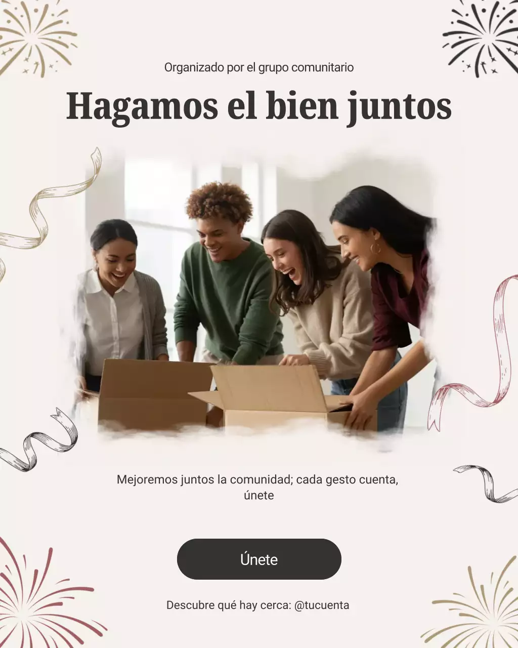Publicación de Instagram de invitación a la comunidad moderna en beige