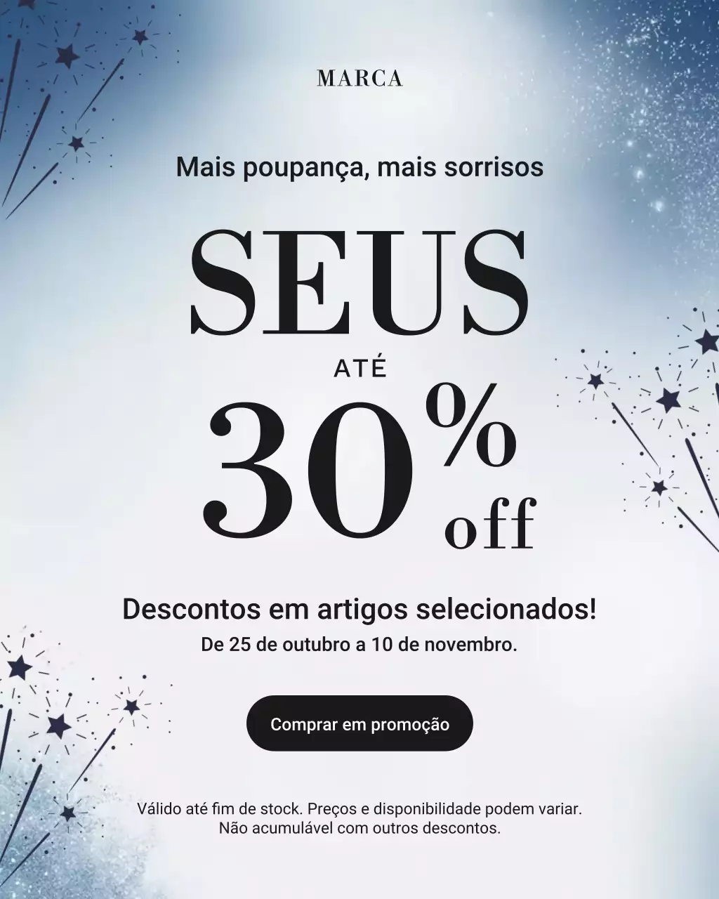 Retrato moderno azul para promoção de venda no Instagram