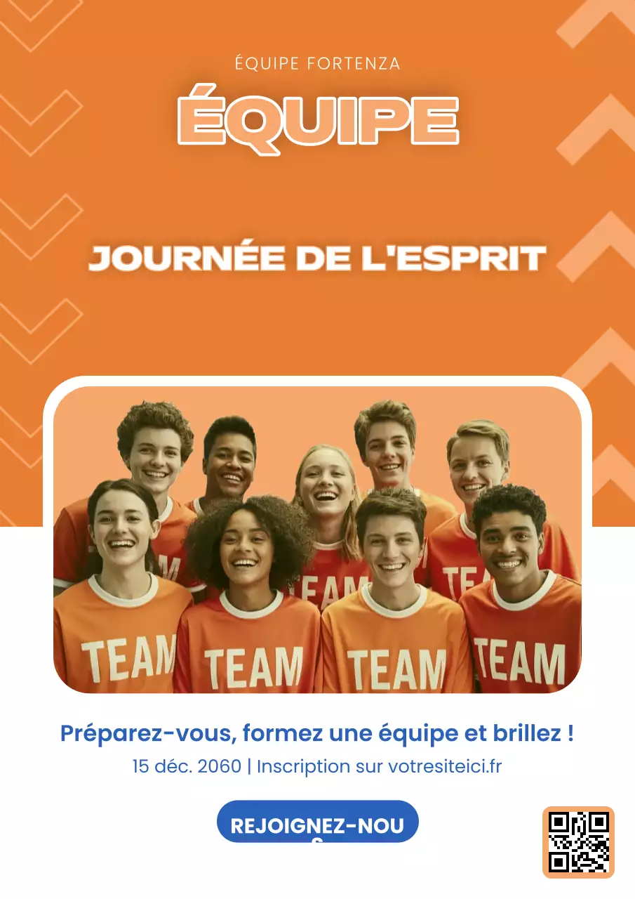 Affiche d'invitation à un événement d'équipe orange vif