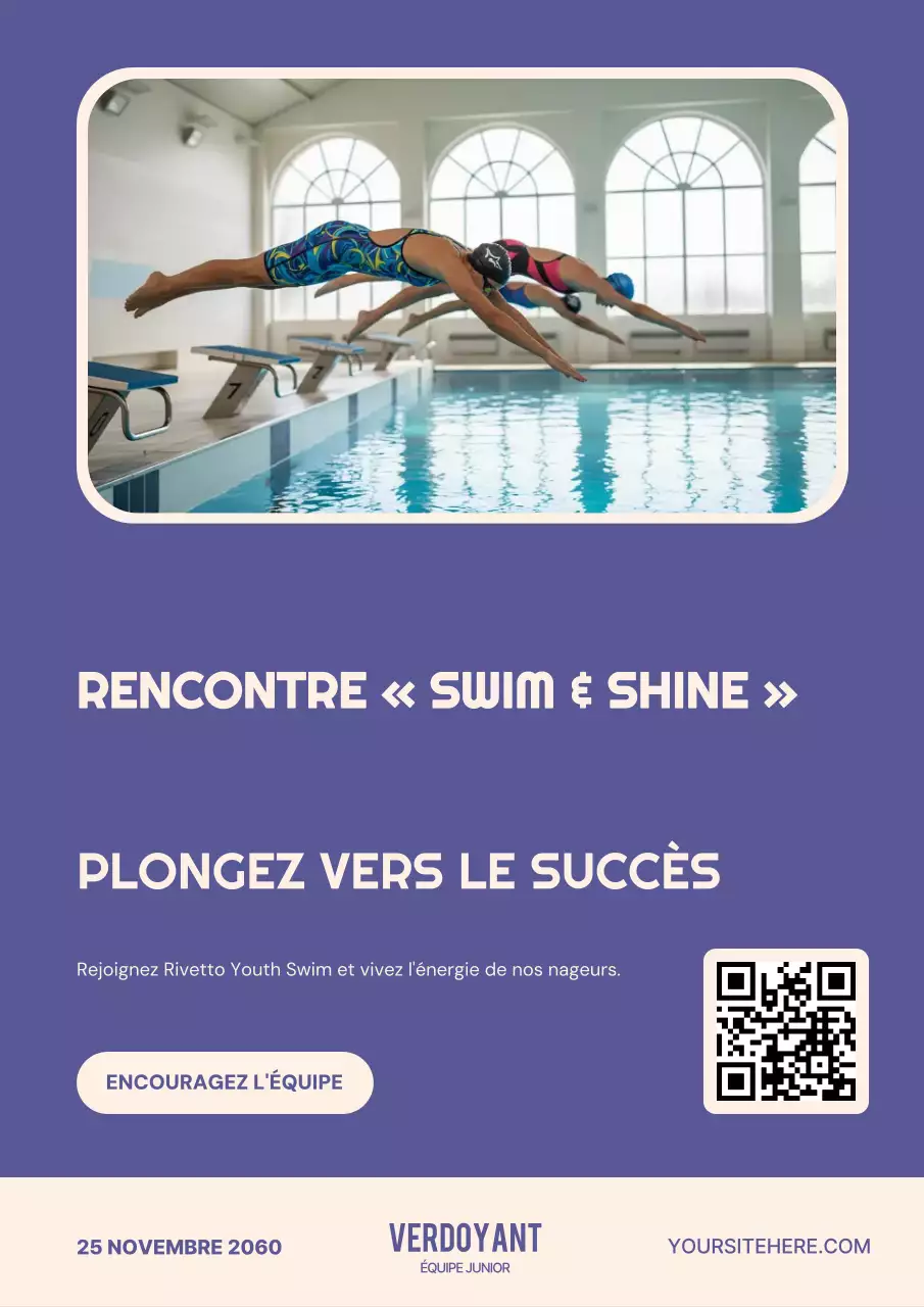 Affiche violette annonçant l'événement Modern Swim