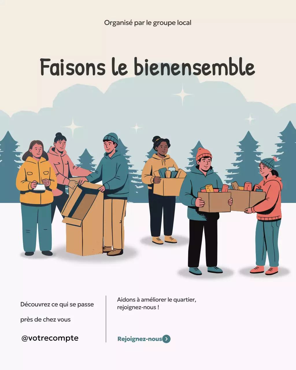 Annonce d'un événement communautaire moderne beige - Publication Instagram