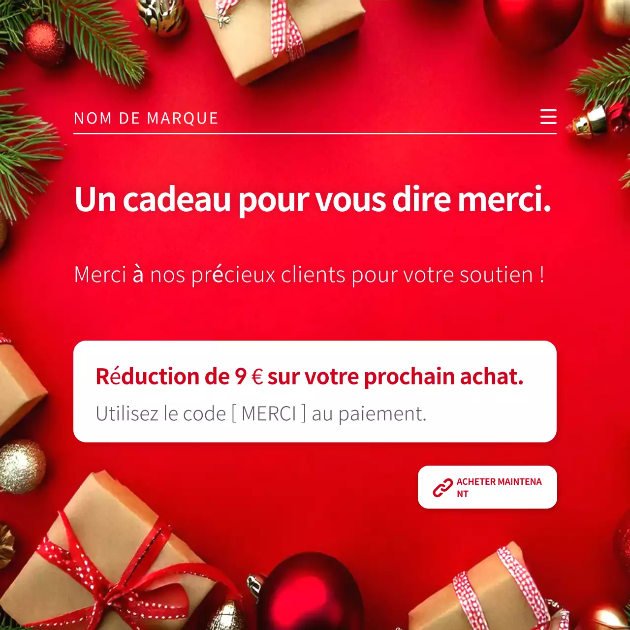 Promotion moderne de cadeaux festifs rouges sur les réseaux sociaux